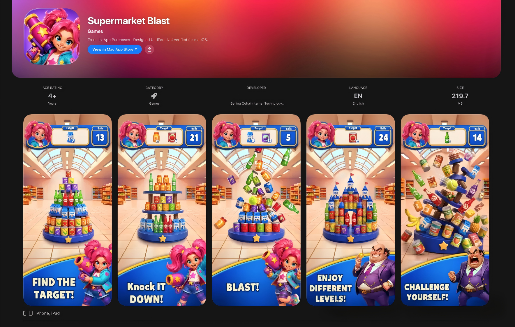 Supermarket Blast 游戏下载界面